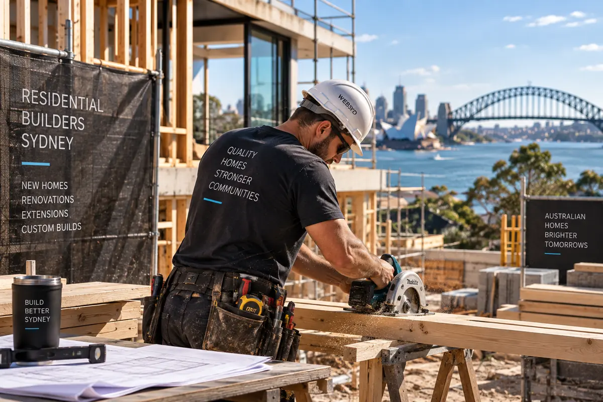 A builder working on a residential construction site in Sydney