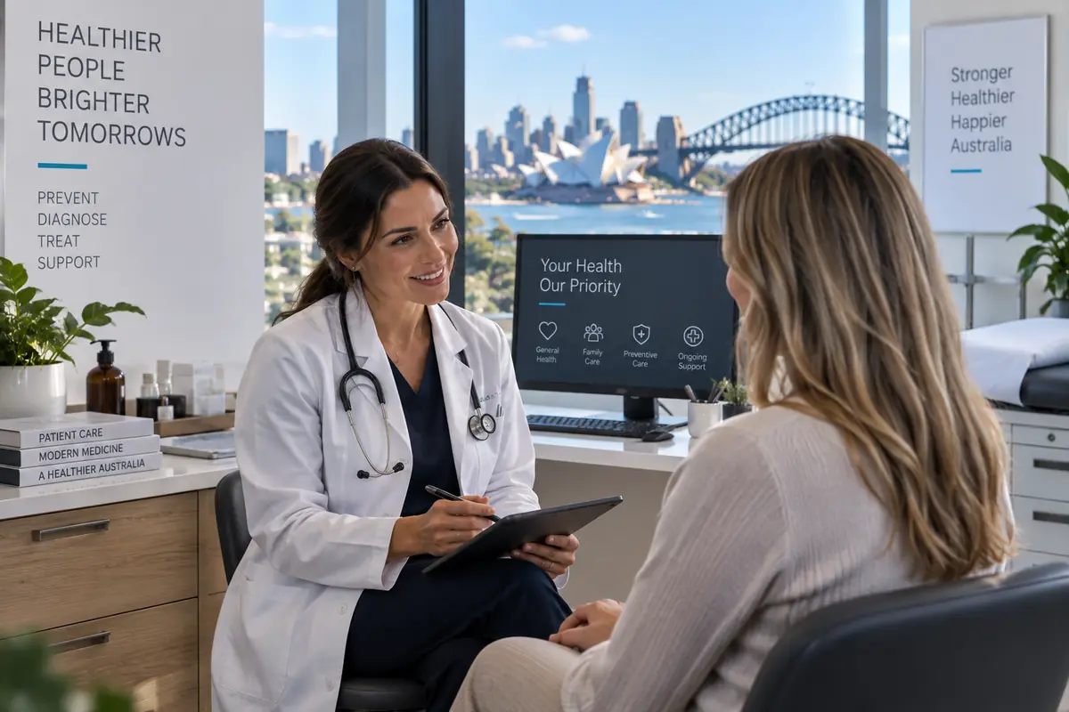 A clinician talking with a patient during a consultation
