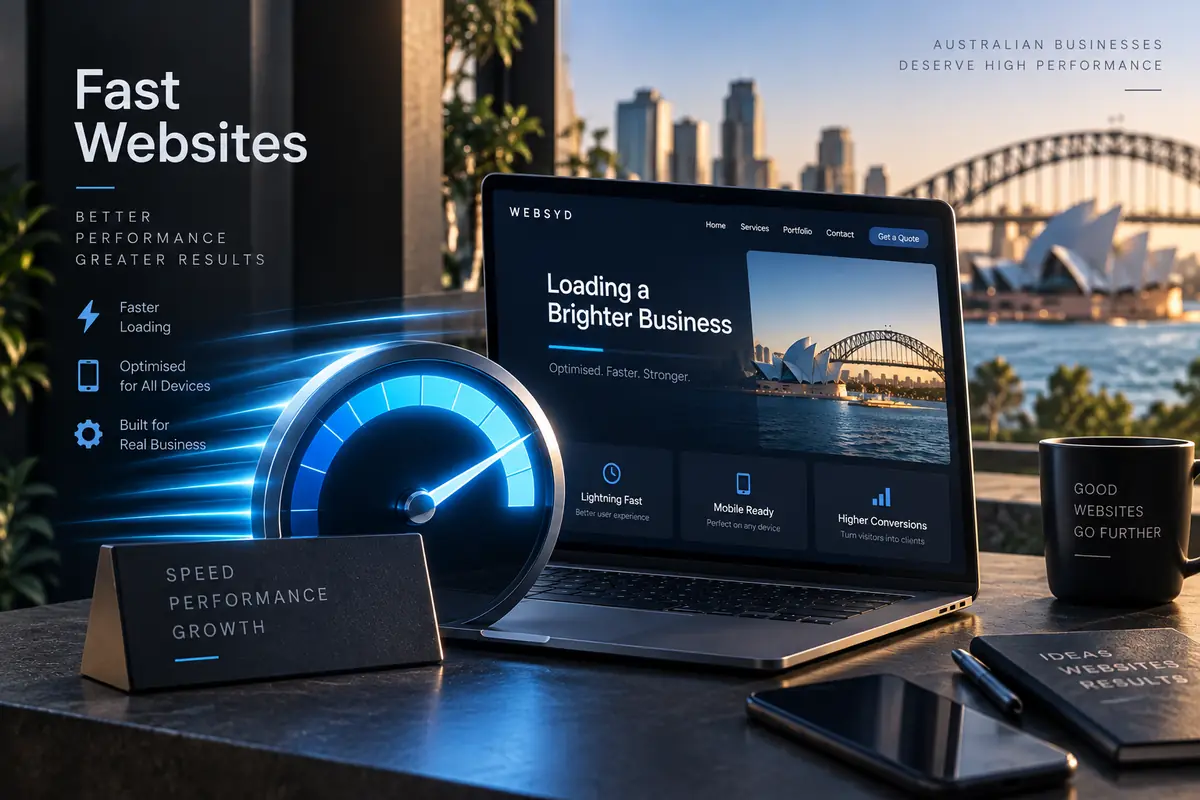 Website performance dashboard showing a fast page-load score