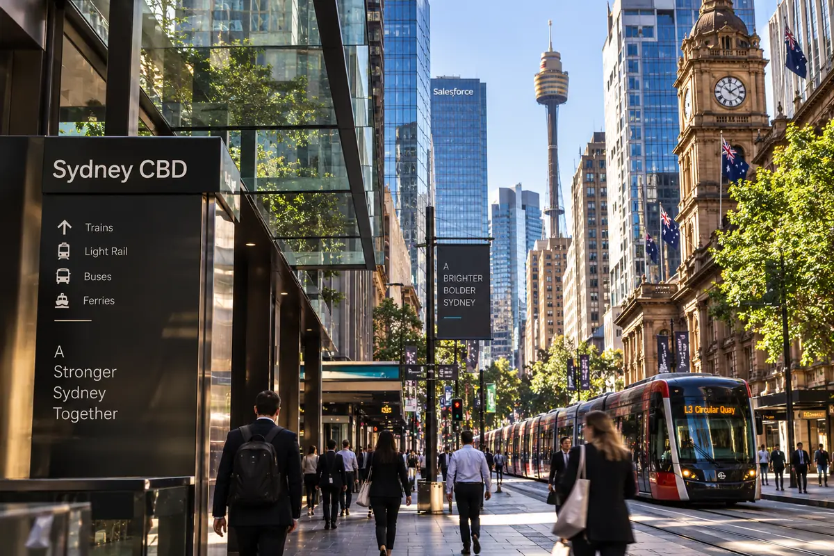 Pedestrians on George Street in the Sydney CBD