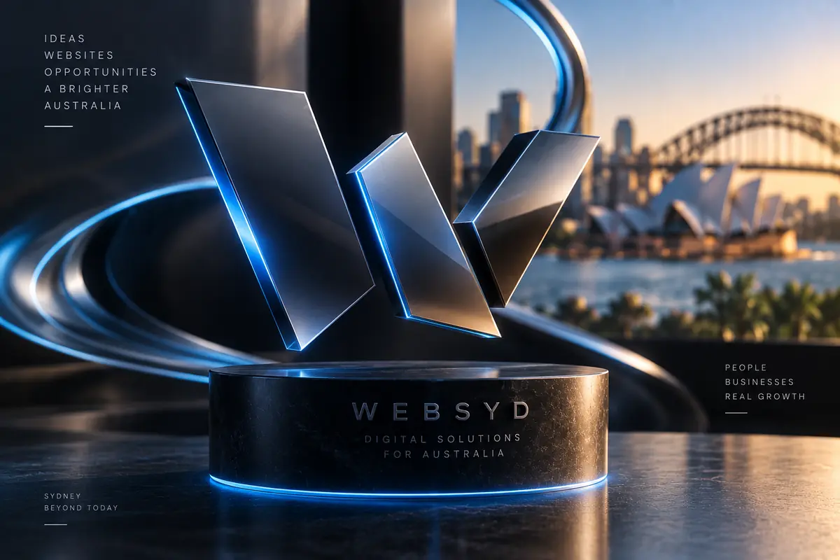 WEBSYD brand mark rendered in metal